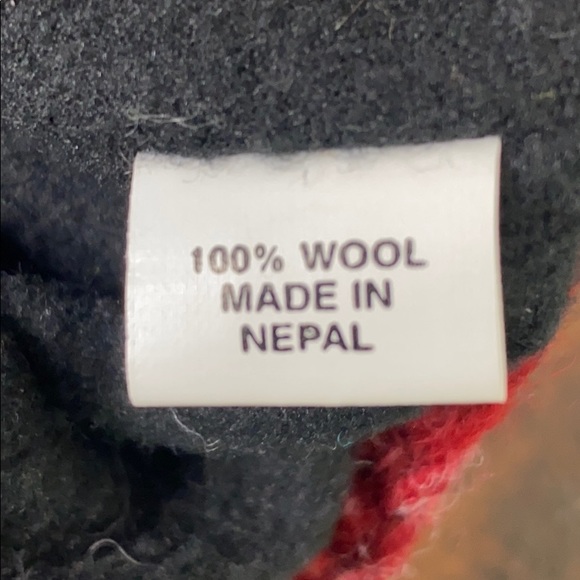 Vintage Green Red 100% Wool Knit Trapper Style Hat - Picture 2 of 9